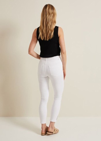 Phase Eight Joelle Button Detail Skinny Trousers White Australia | ZY9180376